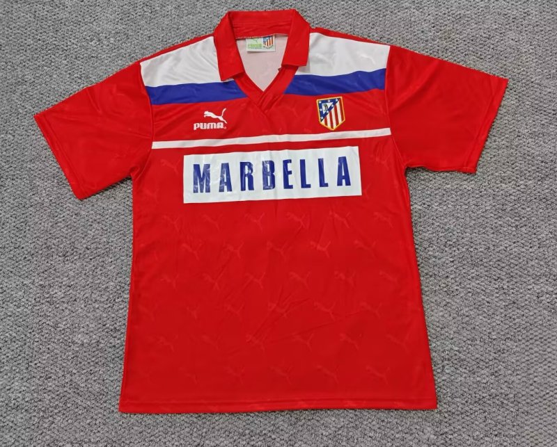 1990-93 Mens Atletico Madrid  Away retro red soccer Jersey