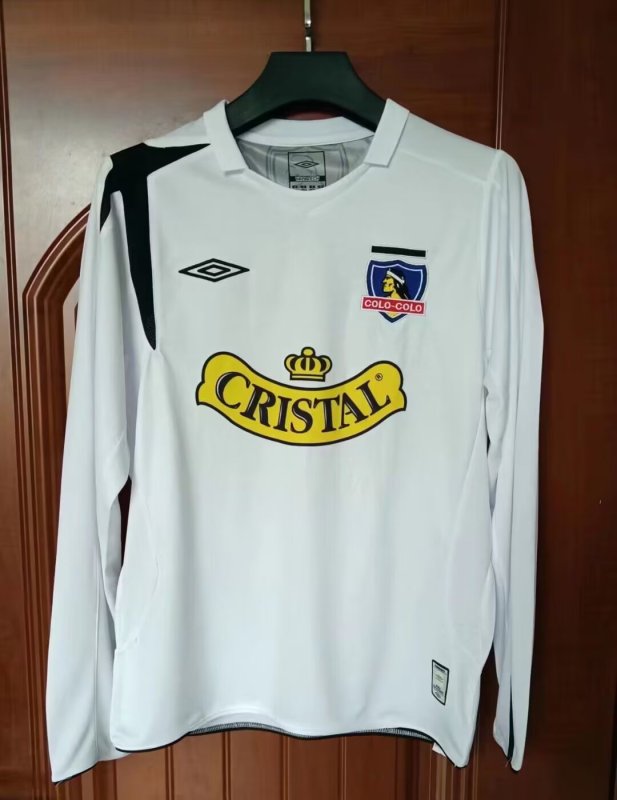 2006 Mens Colo-Colo home white Retro long sleeve soccer jersey