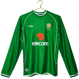 2002 Ireland  Home green Long Sleeve Retro Soccer Jersey