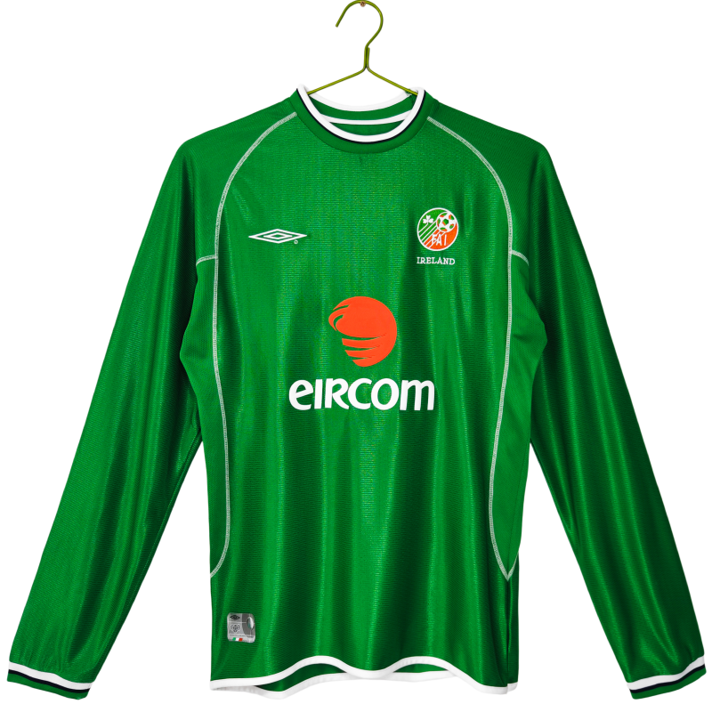 2002 Ireland  Home green Long Sleeve Retro Soccer Jersey