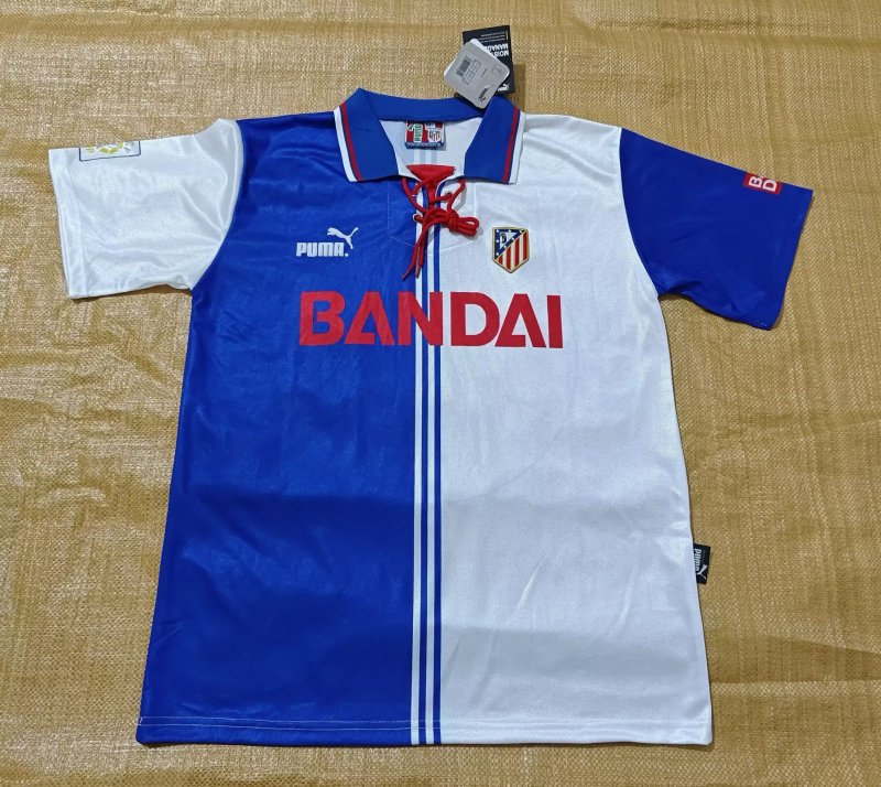 1996-97 Atletico Madrid third Away Retro blue white Soccer Jersey