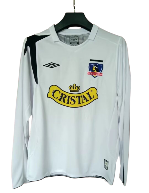 2006 Mens Colo-Colo home white Retro long sleeve soccer jersey