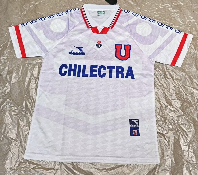 1996 Mens Universidad de Chile away white Retro soccer Jersey