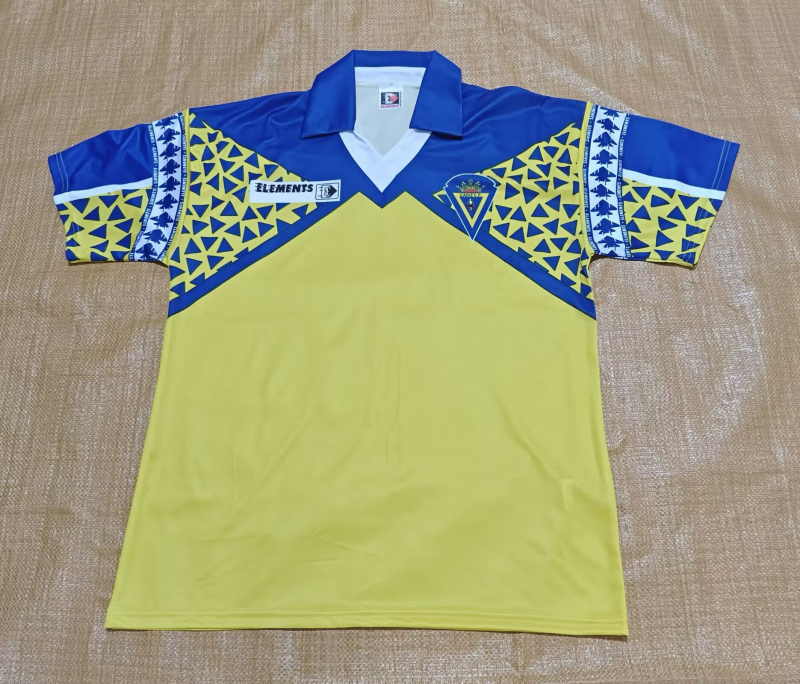 1991-92 Mens Cadiz home Retro yellow  Soccer Jersey