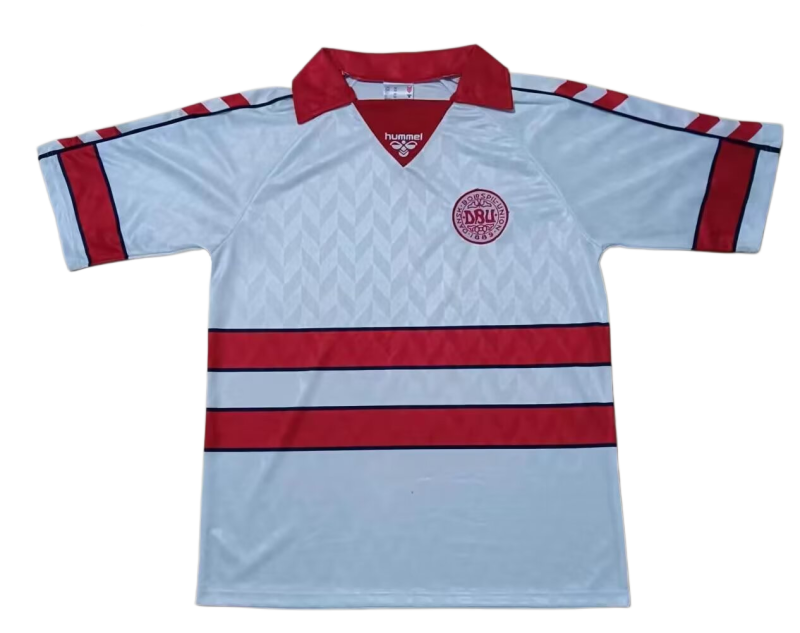 1988 Mens  Denmark Away Retro white soccer Jersey