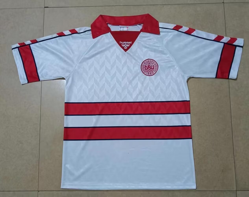 1988 Mens  Denmark Away Retro white soccer Jersey