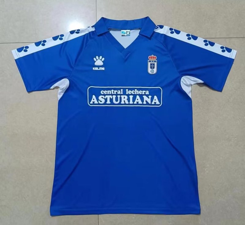 1990-91 Real Oviedo Home blue Retro Soccer Jersey