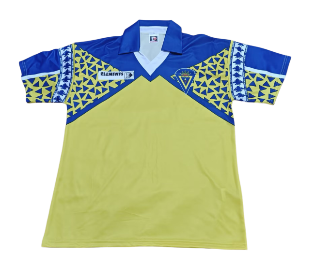 1991-92 Mens Cadiz home Retro yellow  Soccer Jersey