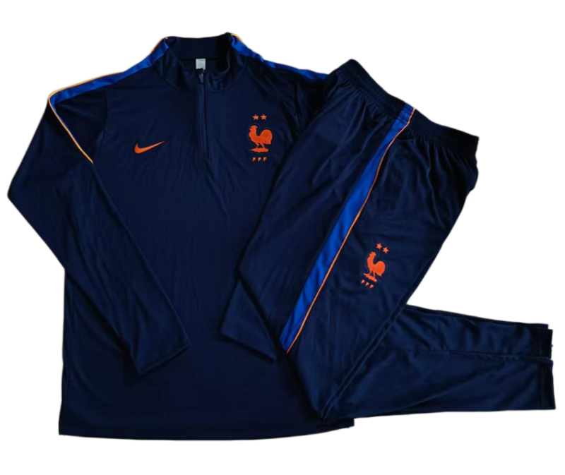2026-27 Kids France cyan Half Pull training suit E26103#