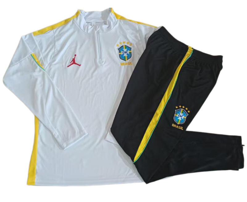 2026-27 Brazil  white Half Pull Training suit B26077#