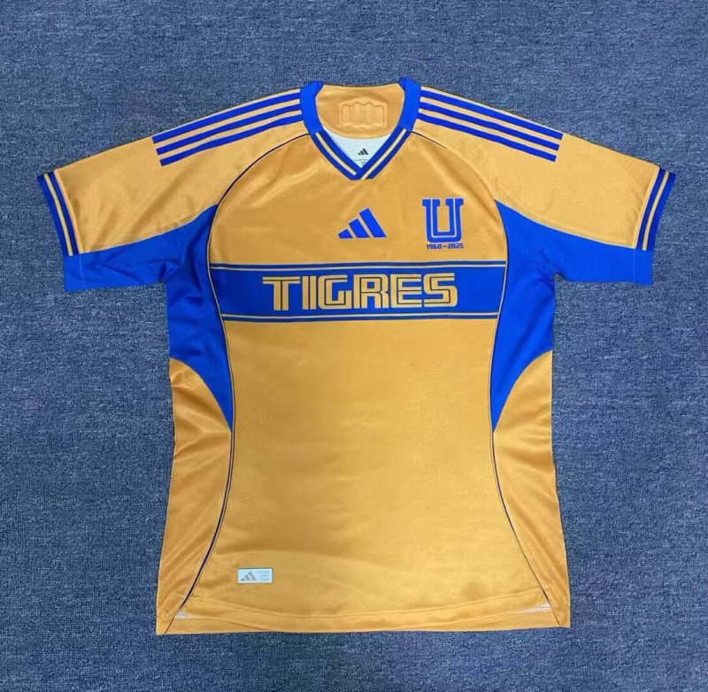 2025-26 Mens Tigres UANL yellow Player version soccer jersey （无赞助）
