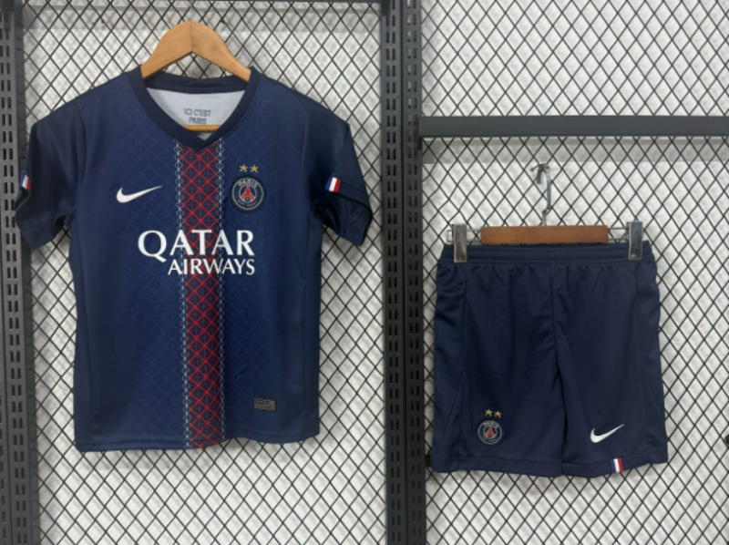 2025-26 Kids PSG home soccer jersey（Have two Stars⭐⭐)