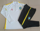 2026-27 Kids  Brazil  white Half Pull training suit E26108#