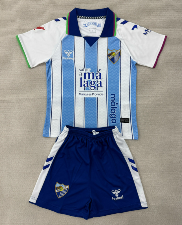 2026-27 Kids Malaga home blue white soccer jersey