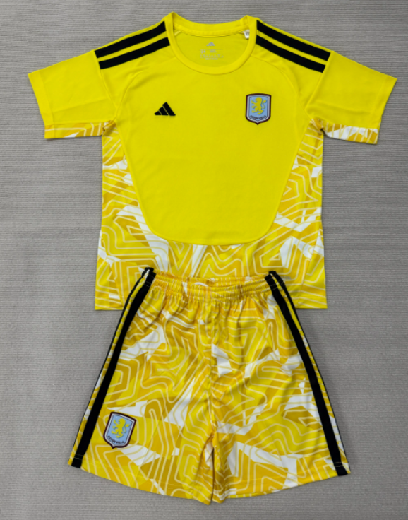 2026-27 Kids  Aston Villa goalkeeper yellow soccer Jersey