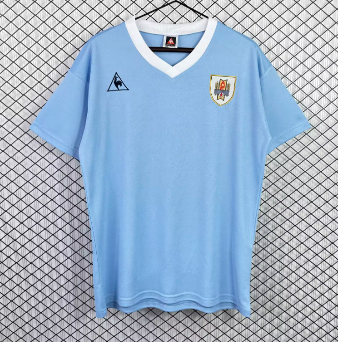 1986 Mens Uruguay home light blue Retro Soccer Jersey