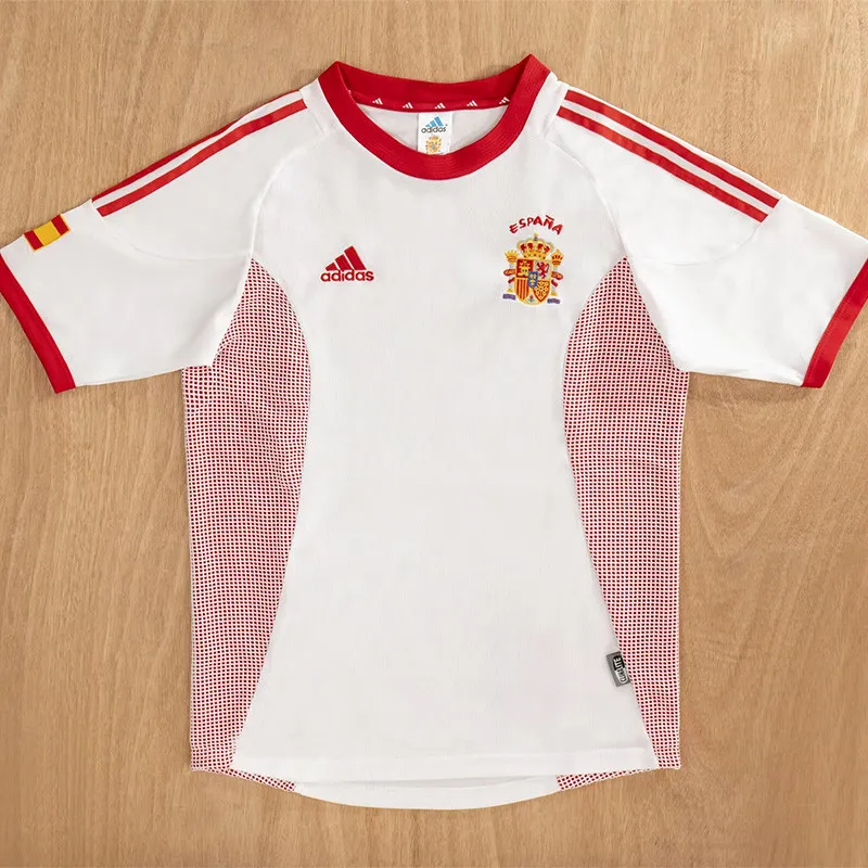 2002 Mens Spain away Retro white soccer Jersey