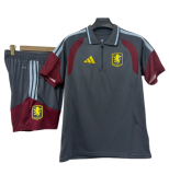 2026-27 Mens Aston Villa grey Polo Training Short Suit
