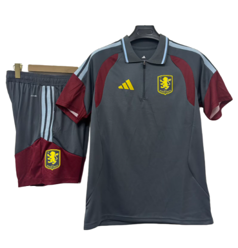 2026-27 Mens Aston Villa grey Polo Training Short Suit