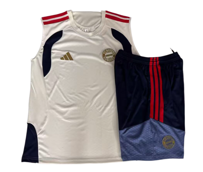 2026-27 Mens Bayern Munich beige vest Training Short Suit