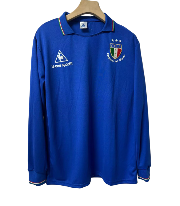 1982 Mens Italy Home Retro blue Long Sleeve Soccer Jersey