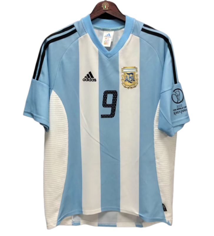 2002 Argentina home BATISTUTA  9# blue white Retro Soccer Jersey