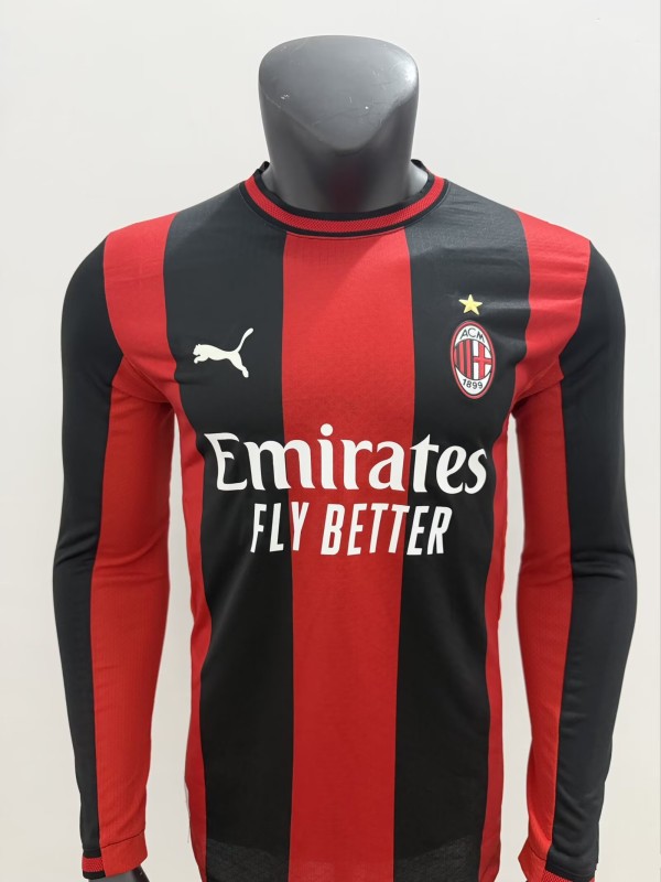 2026-27 Mens AC Milan home Player version Long sleeve Soccer Jersey