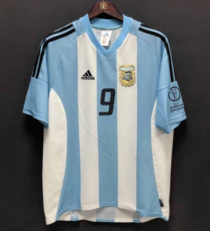 2002 Argentina home BATISTUTA  9# blue white Retro Soccer Jersey
