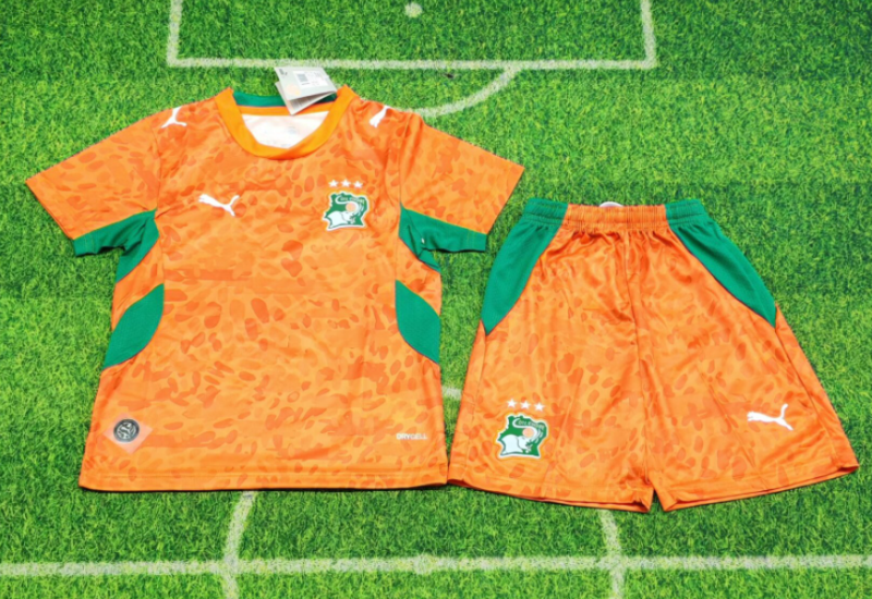 2026-27 Kids Ivory Coast  home Orange soccer Jersey