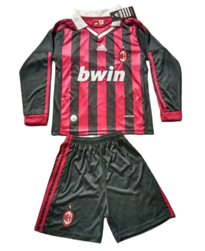 2009-10 Kids AC Home  Retro Long Sleeve Soccer Jersey
