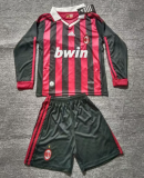 2009-10 Kids AC Home  Retro Long Sleeve Soccer Jersey