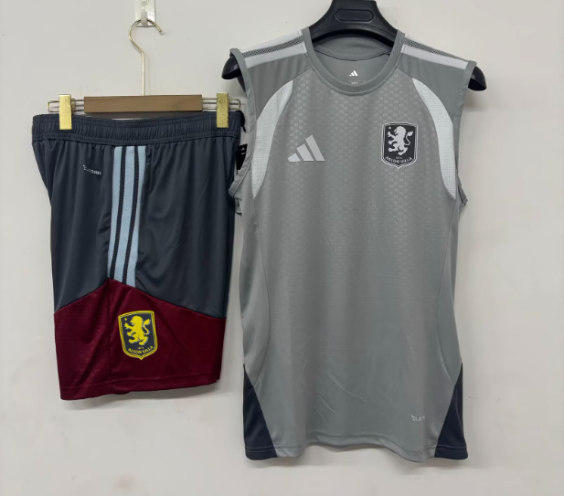 2026-27 Mens Aston Villa  grey vest short training suit