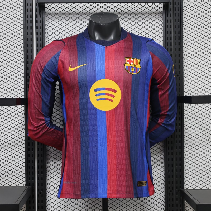 2026-27 Barcelona Home Player Version Long Sleeve Soccer Jersey