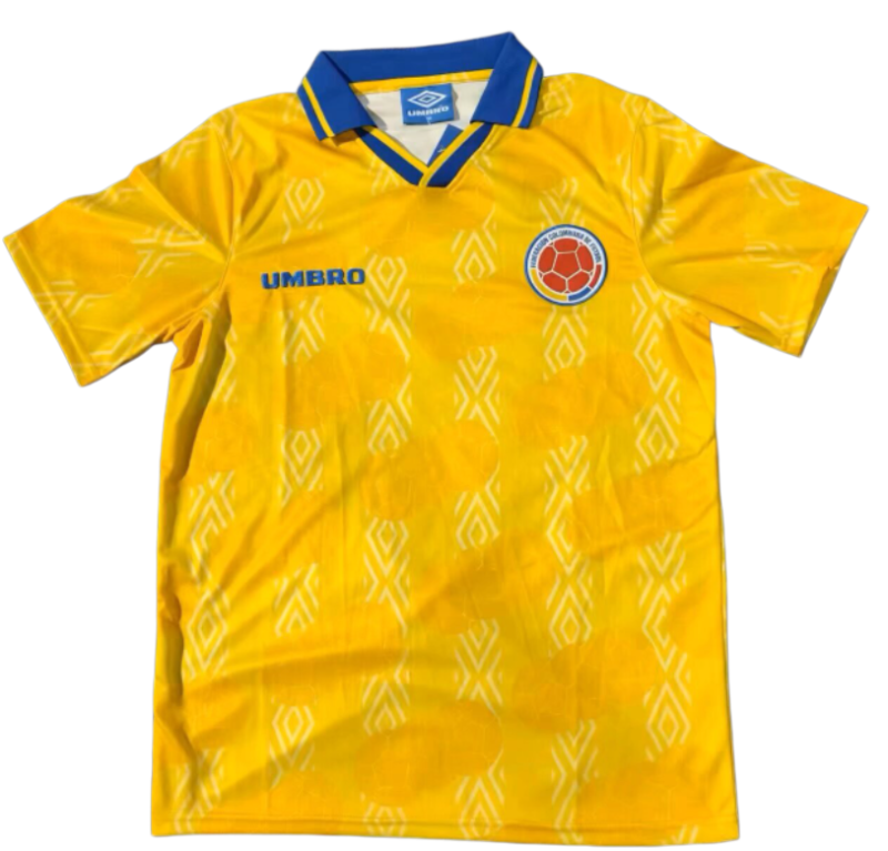 1994 Colombia Home Retro yellow Soccer Jersey