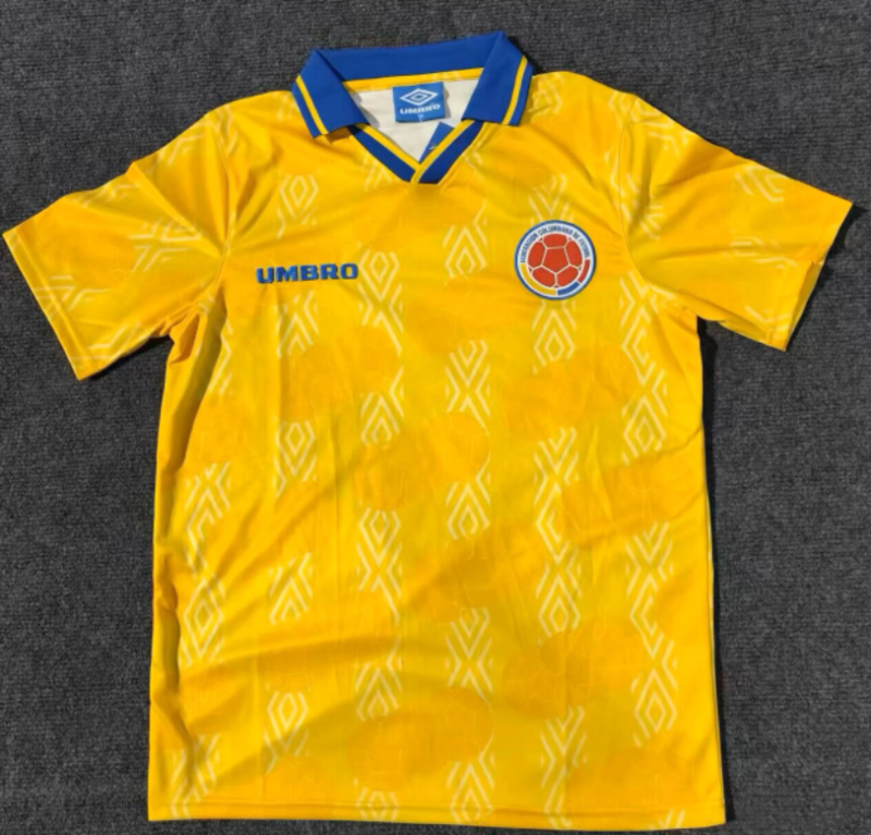 1994 Colombia Home Retro yellow Soccer Jersey