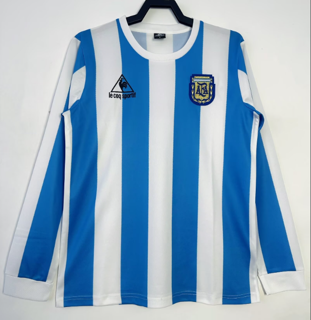 1986 Argentina home Retro  Long Sleeve Soccer Jersey