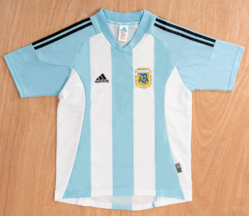 2002 Argentina Retro home blue white Soccer Jersey