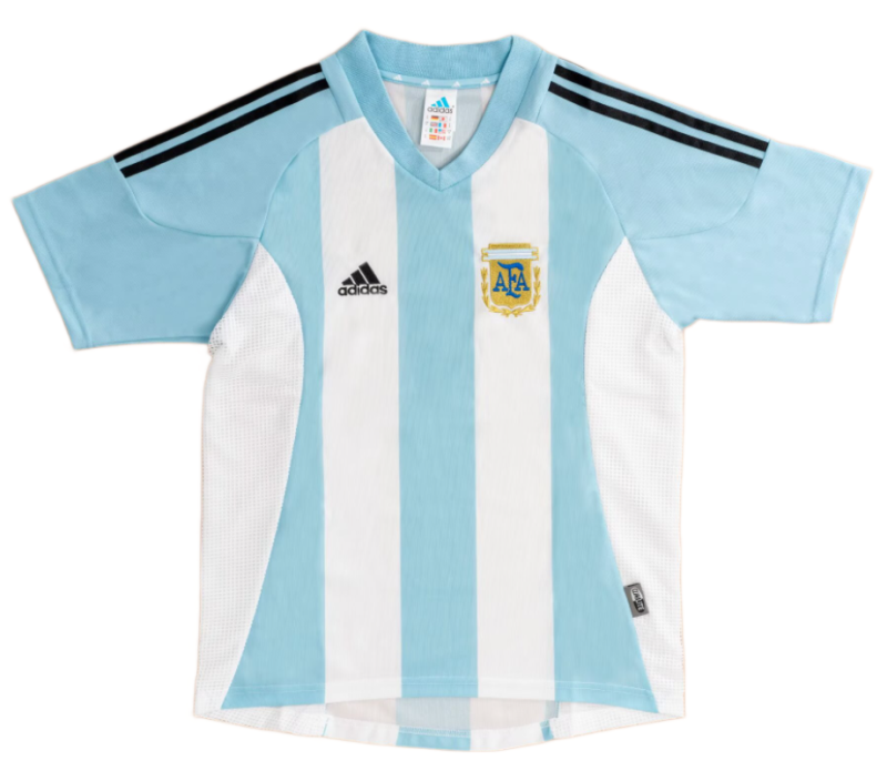 2002 Argentina Retro home blue white Soccer Jersey