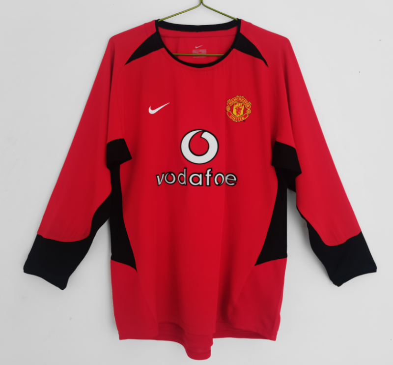 2002-04 Manchester United Home Long Sleeve Retro Soccer Jersey