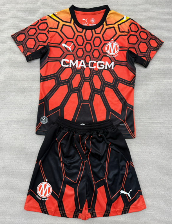 2026-27 Kids Marseille goalkeeper orange soccer jersey