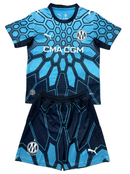 2026-27 Kids Marseille goalkeeper blue soccer jersey