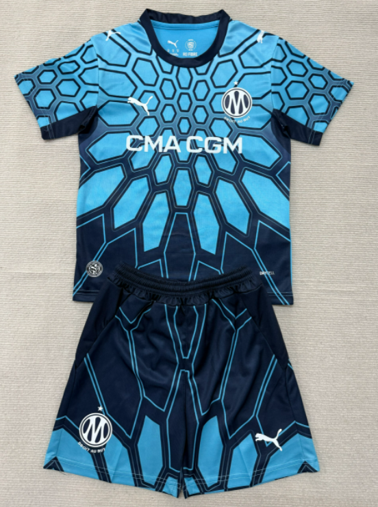 2026-27 Kids Marseille goalkeeper blue soccer jersey