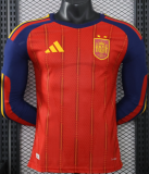 2026-27 Mens Spain home Player version Long Sleeve soccer Jersey (Have two star ⭐⭐）