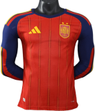 2026-27 Mens Spain home Player version Long Sleeve soccer Jersey (Have two star ⭐⭐）