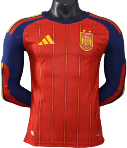 2026-27 Mens Spain home Player version Long Sleeve soccer Jersey (Have two star ⭐⭐）