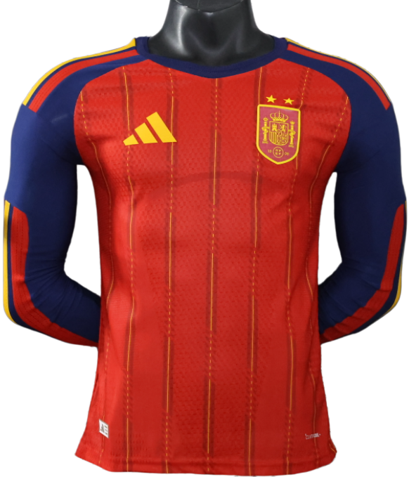 2026-27 Mens Spain home Player version Long Sleeve soccer Jersey (Have two star ⭐⭐）