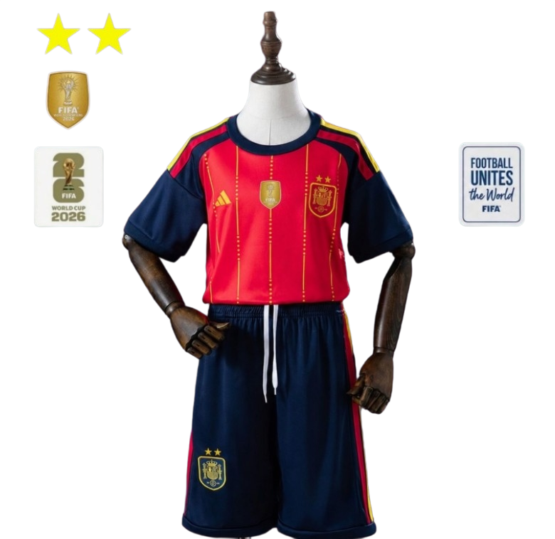 2026-27 kids Spain home soccer jersey (Have two star ⭐⭐）