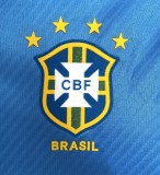 1996 Brazil Retro  away blue Long sleeve soccer Jersey
