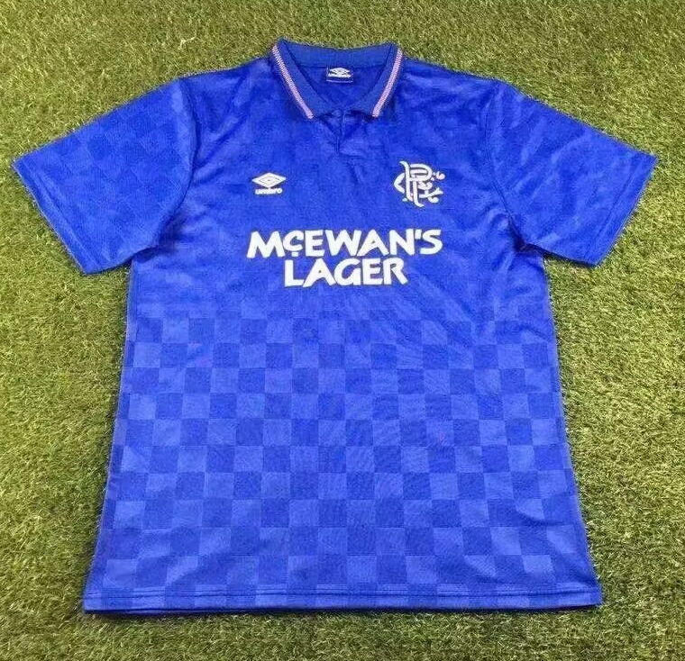 1986-87 Mens Rangers Polo home Retro Soccer Jersey