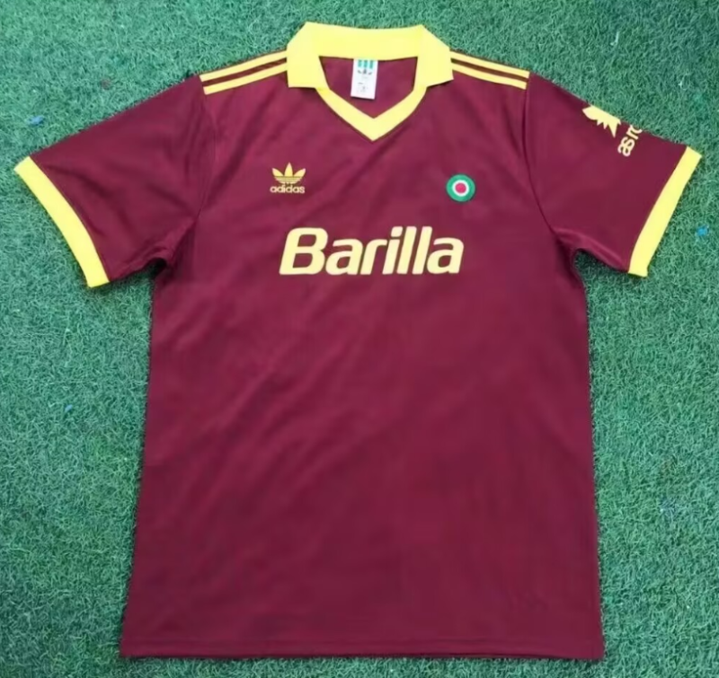 1990-91 Mens Roma red home Retro soccer Jersey